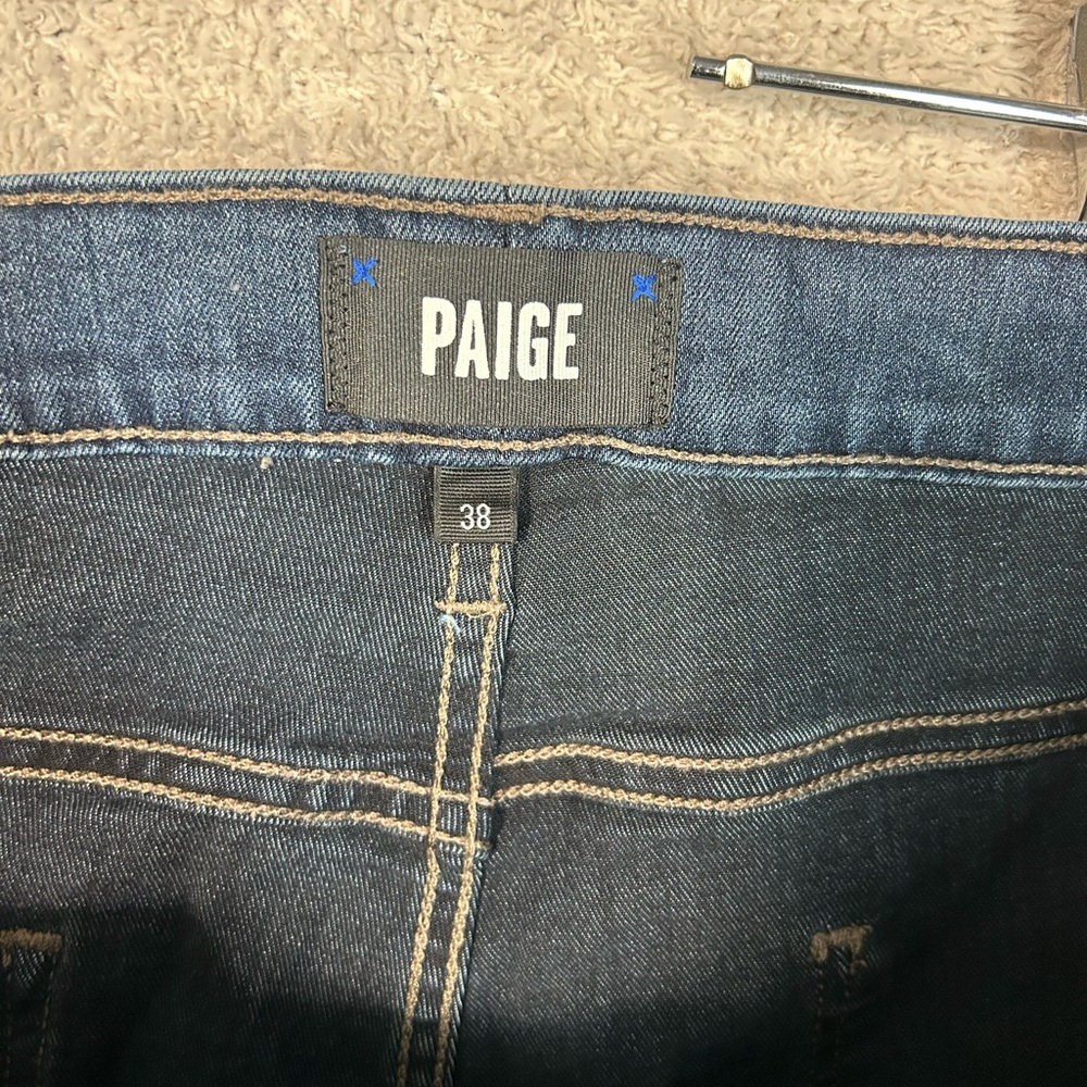 Paige Federal Jeans Mens Size 38 Straight Leg Blue Denim Jeans Dark Wash - Picture 5 of 14